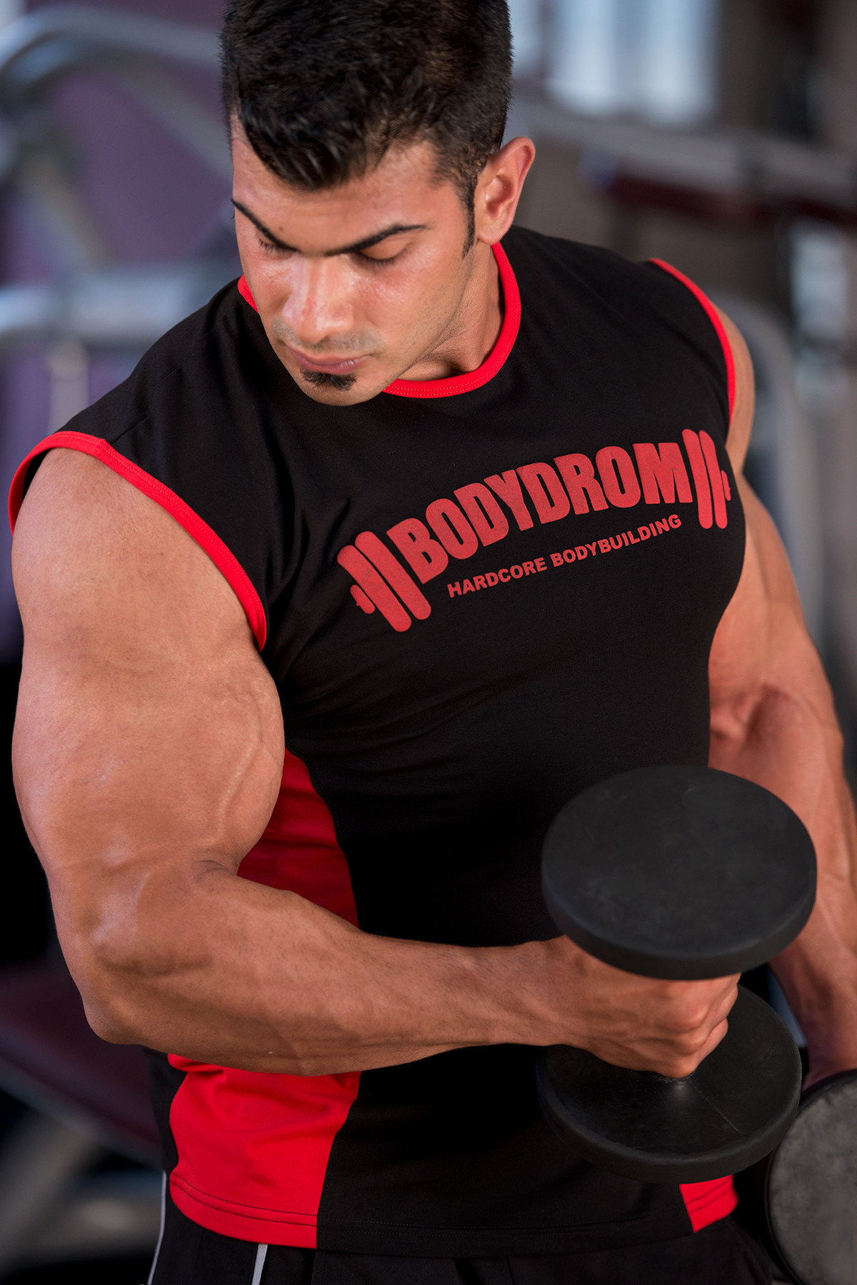 Bodydrom Fitness Bodybuilding Sporcu T-Shirt Siyah Kırmızı