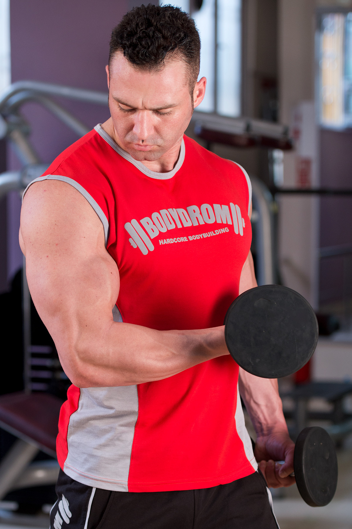 Bodydrom Fitness Bodybuilding Sporcu T-Shirt Kırmızı Gri