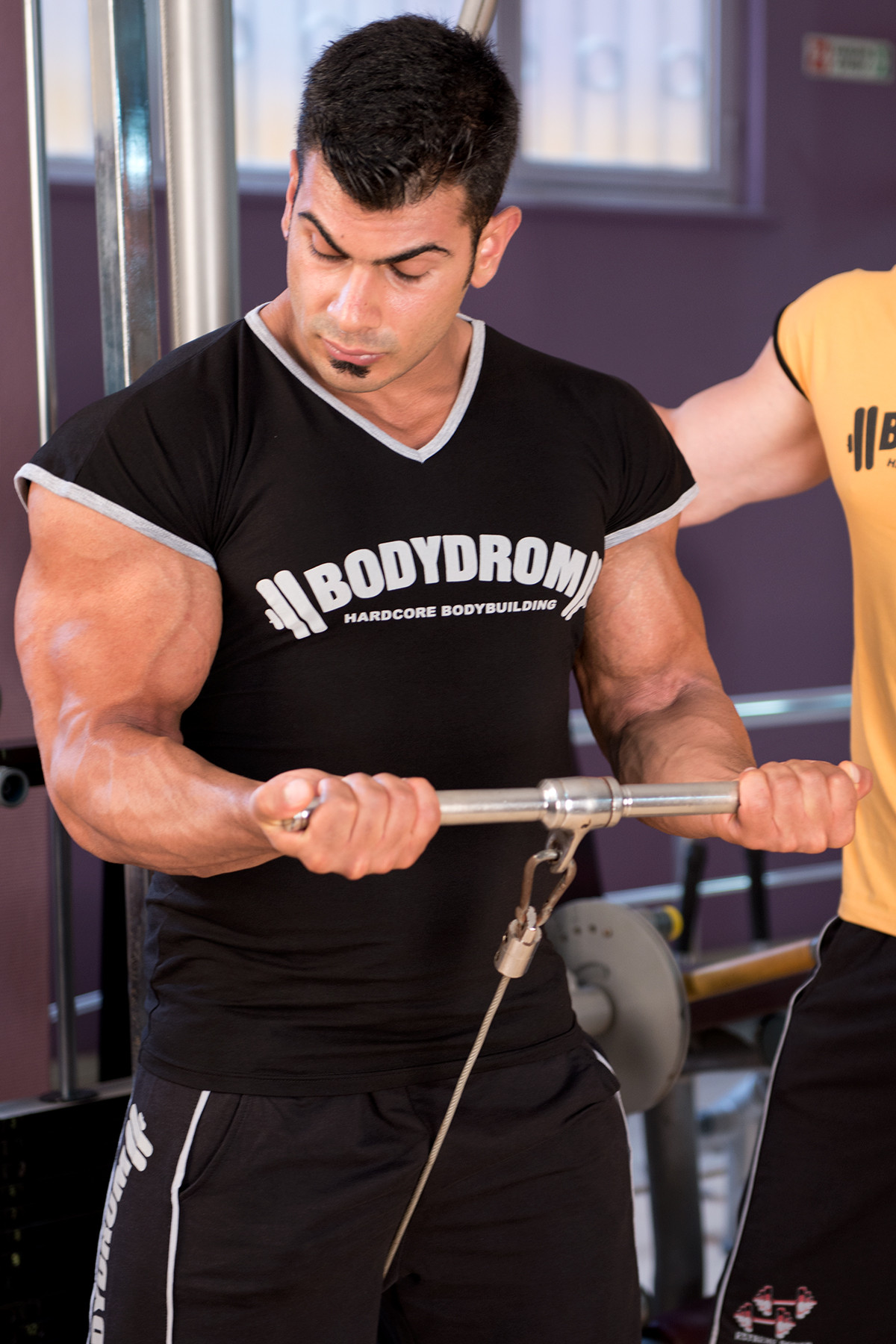 Bodydrom Fitness Bodybuilding Sporcu T-Shirt Düşük Kol Siyah