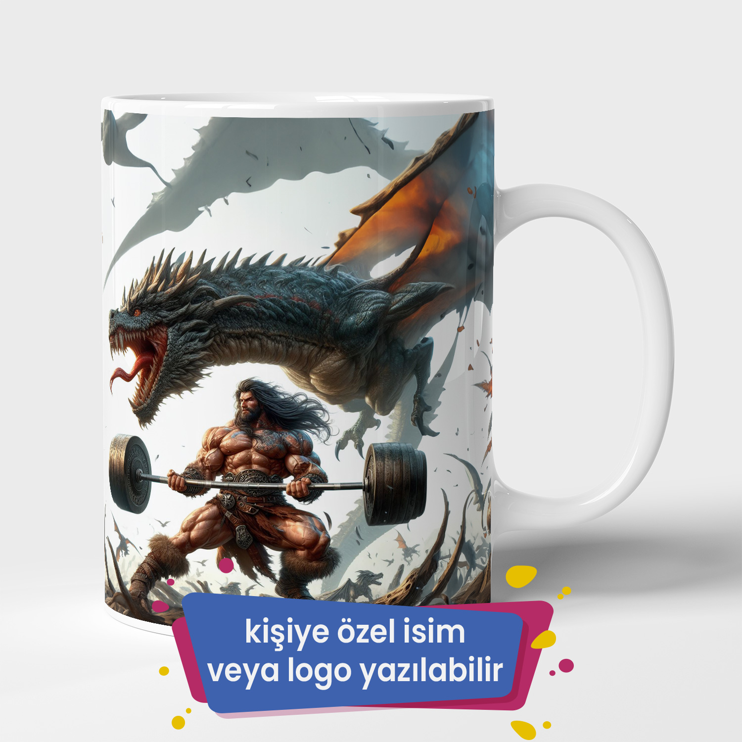 Bodydrom Kişiye Özel İsim veya Logo Yazılabilir Bodybuilder War Of Dragons Temalı Kupa