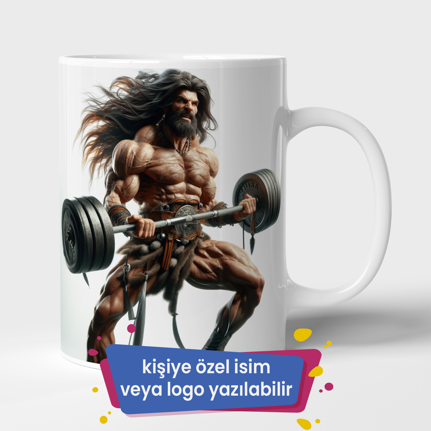 Bodydrom Kişiye Özel İsim veya Logo Yazılabilir Bodybuilder Barbell Warrior Temalı Kupa